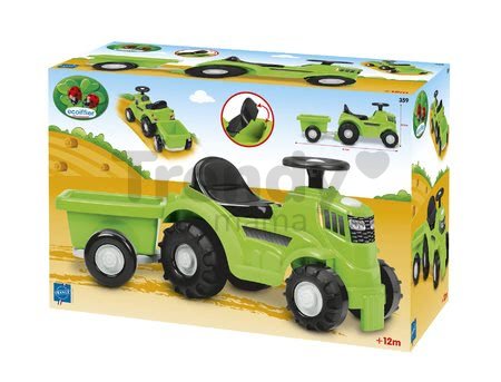 Odrážadlo traktor s prívesom Écoiffier zelený od 12 mesiacov