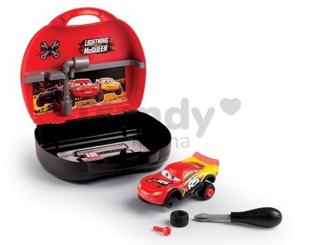 Kufrík s autom Flash McQueen Cars XRS Smoby a pracovným náradim a 23 doplnkov