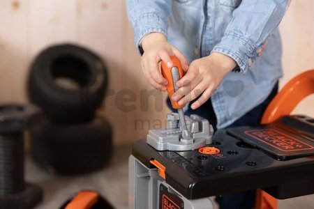 Pracovná dielňa skladacia na kolieskach Bricolo Devil Workmate 3in1 Black&Decker Smoby s kufríkom a 19 doplnkov