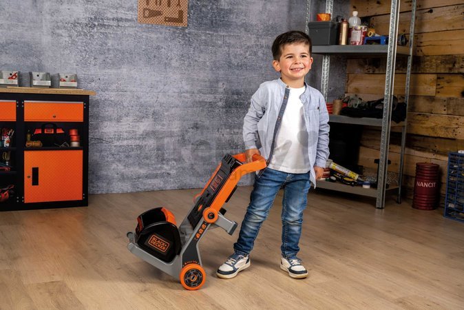 Pracovná dielňa na kolieskach multifunkčná Bricolo Devil Workmate 3v1 Black&Decker Smoby s kufríkom a náradím 19 doplnkov
