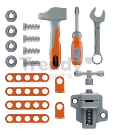 Pracovná dielňa na kolieskach multifunkčná Bricolo Devil Workmate 3v1 Black&Decker Smoby s kufríkom a náradím 19 doplnkov