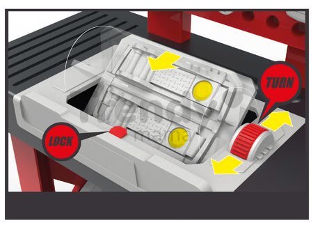 Pracovná dielňa Autá 3 Smoby so skladacím autíčkom a otáčacou pracovnou plochou a 21 doplnkami