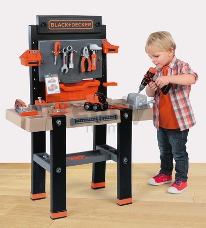 Pracovná dielňa elektronická Bricolo Ultimate Workbench Black&Decker Smoby s mechanickou vŕtačkou s 95 doplnkami 103 cm