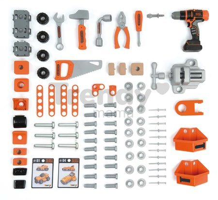 Pracovná dielňa elektronická Bricolo Ultimate Workbench Black&Decker Smoby s mechanickou vŕtačkou s 95 doplnkami 103 cm