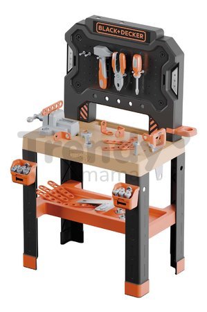 Pracovná dielňa Bricolo Workbench Black&Decker Smoby so zverákom a pracovným náradím 78 doplnkov výška 88 cm