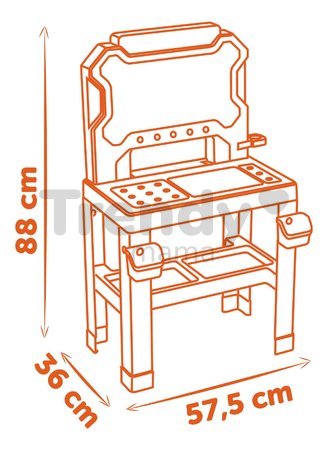 Pracovná dielňa Bricolo Workbench Black&Decker Smoby so zverákom a pracovným náradím 78 doplnkov výška 88 cm