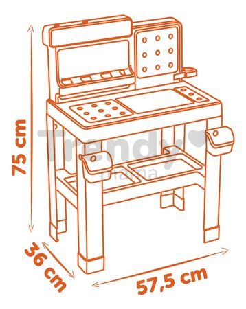 Pracovná dielňa so skladacím autíčkom Bricolo Pro Workbench Black&Decker Smoby s mechanickou vŕtačkou a náradím s montážnymi dielikmi 78 doplnkov výšk
