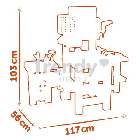 Pracovný stôl trojkrídlový na kolieskach Black&Decker Mega Center Smoby strojárstvo inštalatérstvo maľovanie a tesárstvo 100 doplnkov 103 cm výška