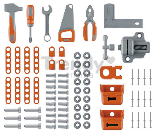 Pracovná dielňa so zverákom Black&Decker Bricolo Workbench Smoby 78 doplnkov s náradím a montážnymi dielikmi