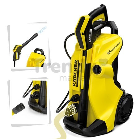 Vozík s vysokotlakovým čističom Karcher High Pressure Trolley K4 Smoby s napojením na vodu s elektronickým čističom okien - hračka pre deti