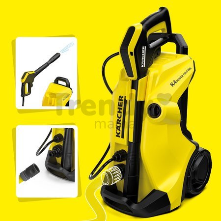 Vozík s vysokotlakovým čističom Karcher High Pressure Trolley K4 Smoby s napojením na vodu s elektronickým čističom okien - hračka pre deti
