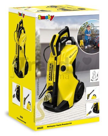 Vozík s vysokotlakovým čističom Karcher High Pressure Trolley K4 Smoby s napojením na vodu s elektronickým čističom okien - hračka pre deti