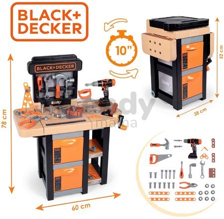 Pracovná dielňa Open Bricolo Workbench Black&Decker Smoby s 37 doplnkami