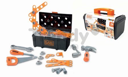 Kufrík s pracovným náradím Black&Decker DIY Tools Box Smoby montovateľné časti 34 doplnkov