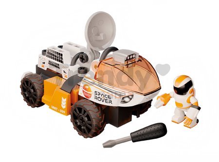 Stavebnica vesmírne autíčko 3v1 Space Rover Discovery Set Smoby 50 dielikov so skrutkovačom a figúrka astronauta s pohyblivými končatinami