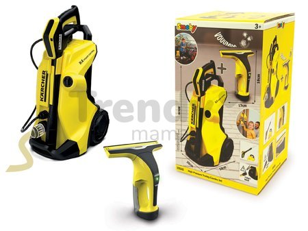 Vozík s vysokotlakovým čističom Karcher High Pressure Trolley K4 Smoby s napojením na vodu s elektronickým čističom okien - hračka pre deti