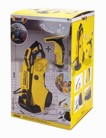 Vozík s vysokotlakovým čističom Karcher High Pressure Trolley K4 Smoby s napojením na vodu s elektronickým čističom okien - hračka pre deti