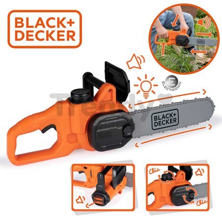 Motorová píla elektronická Black&Decker Chainsaw Smoby so zvukom svetlom a pohyblivou reťazou od 3 rokov