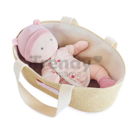 Bábika v košíku Pola Poupon Couffin Jolijou ružová z jemného textilu 28 cm