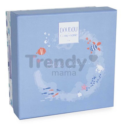 Plyšová veľryba na maznanie Whale Blue Doudou et Compagnie v darčekovom balení modrá 15 cm od 0 mes