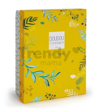 Plyšová koala s klipom na cumlík Yoca le Koala Doudou Dummy Holder Doudou et Compagnie v darčekovom balení modrá 20 cm od 0 mes