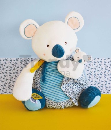 Plyšová koala s mláďatkom Yoca le Koala Pyjama Bag Doudou et Compagnie na odloženie pyžama modrá 40 cm od 0 mes