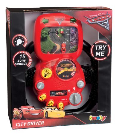 Trenažér Autá 3 Smoby V8 Driver elektronický volant so zvukom a svetlom