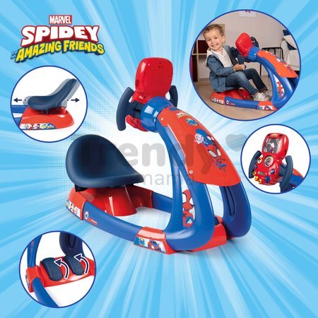 Trenažér Spidey V8 Driver Marvel Smoby elektronický simulátor so zvukmi a pedálmi