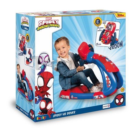 Trenažér Spidey V8 Driver Marvel Smoby elektronický simulátor so zvukmi a pedálmi