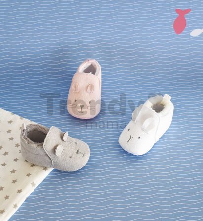 Prvé papučky pre bábätko Baby Socks White Doudou et Compagnie v darčekovom balení biele od 0-6 mes