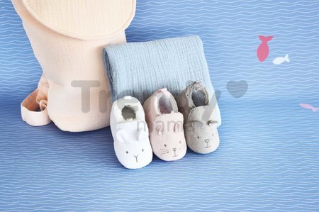 Prvé papučky pre bábätko Baby Socks White Doudou et Compagnie v darčekovom balení biele od 0-6 mes