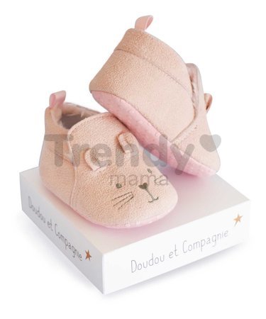 Prvé papučky pre bábätko Baby Socks Pink Doudou et Compagnie v darčekovom balení ružové od 0-6 mes