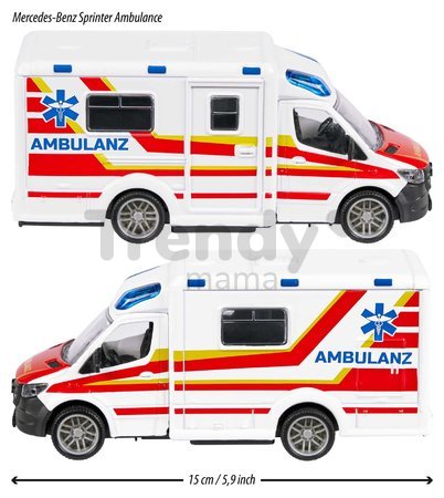 Autíčko sanitka Mercedes-Benz Sprinter Ambulance Majorette dĺžka 15 cm