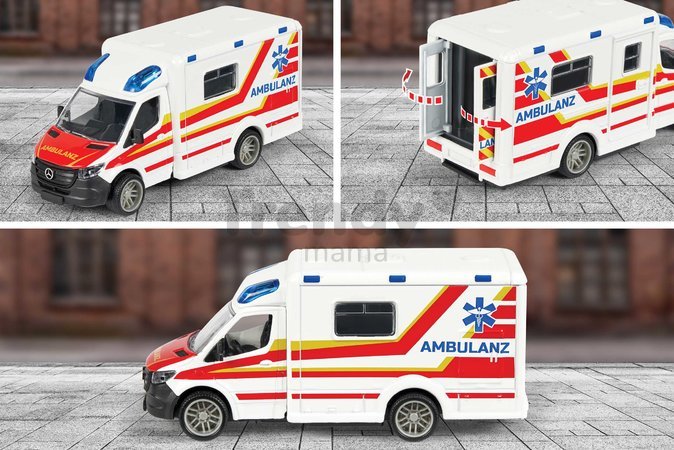 Autíčko sanitka Mercedes-Benz Sprinter Ambulance Majorette dĺžka 15 cm