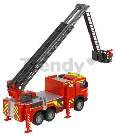 Autíčko hasičské Volvo FMX Truck Fire Engine Majorette s vysúvacou plošinou dĺžka 19 cm