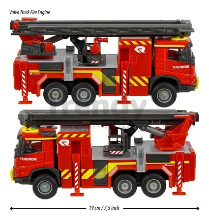 Autíčko hasičské Volvo FMX Truck Fire Engine Majorette s vysúvacou plošinou dĺžka 19 cm