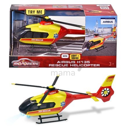 Helikoptéra záchranná Airbus H135 Rescue Helicopter Majorette kovová so zvukom a svetlom dĺžka 25,5 cm