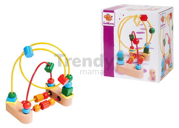 Drevený labyrint s korálikmi Bead Maze Eichhorn s 2 dráhami od 12 mes EH3715