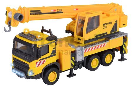 Autíčko stavebné so žeriavom Volvo Truck Crane Majorette kovové so zvukom a svetlom dĺžka 22 cm