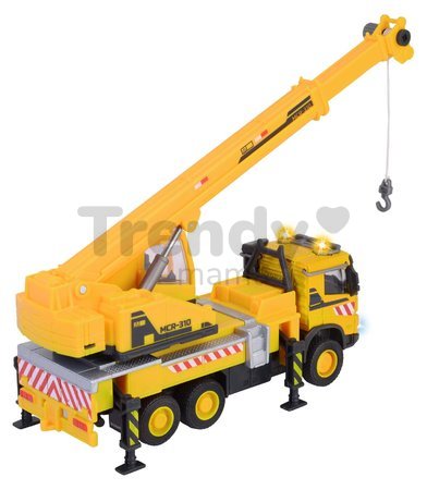Autíčko stavebné so žeriavom Volvo Truck Crane Majorette kovové so zvukom a svetlom dĺžka 22 cm