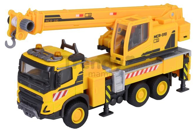 Autíčko stavebné so žeriavom Volvo Truck Crane Majorette kovové dĺžka 22 cm