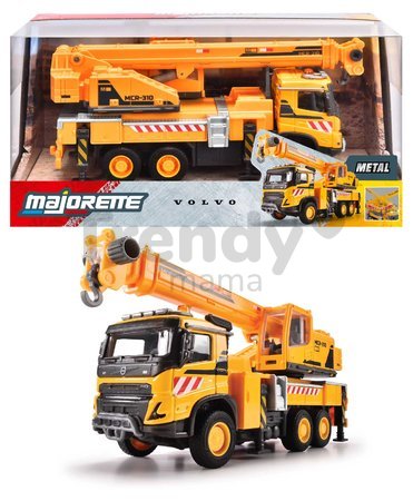 Autíčko stavebné so žeriavom Volvo Truck Crane Majorette kovové dĺžka 22 cm