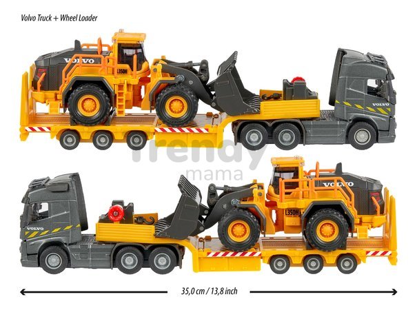 Kamión s nakladačom Volvo FH16 Truck & Wheel Loader Majorette 35 cm dĺžka