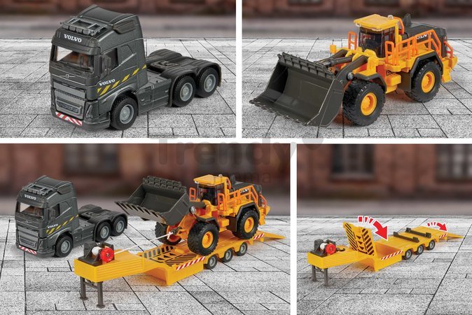 Kamión s nakladačom Volvo FH16 Truck & Wheel Loader Majorette 35 cm dĺžka