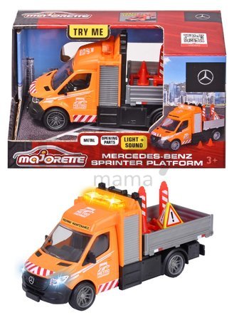 Autíčko s nákladnou plošinou Mercedes-Benz Sprinter Platform Majorette kovové so zvukom a svetlom dĺžka 15 cm