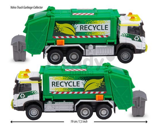 Autíčko smetiarske Volvo FMX Truck Garbage Collector Majorette dĺžka 19 cm