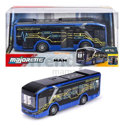 Autobus MAN Lion´s City 10 E Bus Majorette s gumenými kolieskami a otvárateľné dvere dĺžka 22,5 cm
