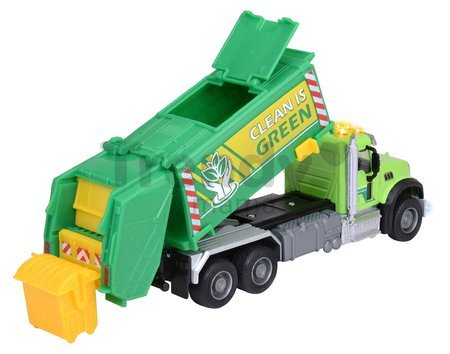 Autíčko smetiarske Mack Granite Garbage Truck Majorette kovové so zvukom a svetlom dĺžka 22 cm