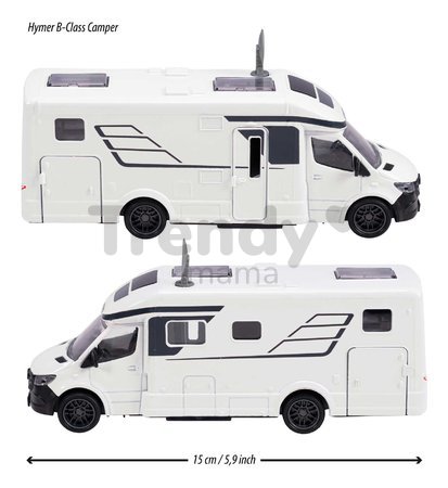 Autíčko karavan Hymer B-Class Majorette kovová karoséria s otvárateľnými dverami dĺžka 19 cm