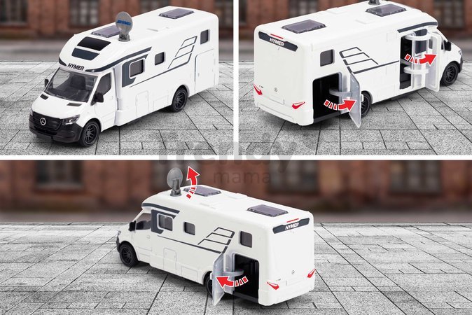 Autíčko karavan Hymer B-Class Majorette kovová karoséria s otvárateľnými dverami dĺžka 19 cm